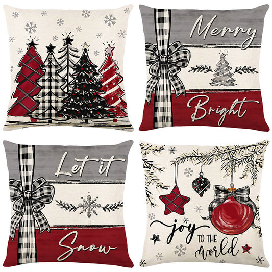 Merry Christmas Cushion Cover Xmas Decor Pillowcase for Home New Year Gift & Sofa Ornament Holiday Decoration