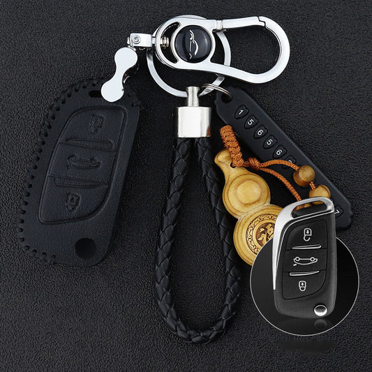 Customizable Genuine Leather Car Key Cover | DIY Modification Key Fob Case