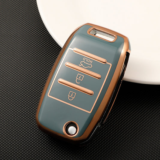 Luxury Car Key Case with Golden Edge | Gold Trim Key Fob Protective Cover