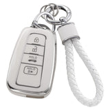 Luxury Silver Edge Car Key Cover & Matching Keychain Pendant Set
