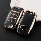 Luxury Car Key Case with Golden Edge | Gold Trim Key Fob Protective Cover