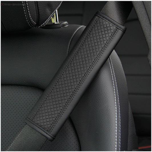 Luxury Fiber Leather Embossed Car Seat Belt Shoulder Pad | Comfort & Style