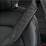 Luxury Fiber Leather Embossed Car Seat Belt Shoulder Pad | Comfort & Style