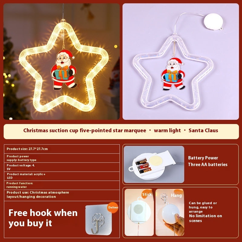 Christmas LED Star Light Decoration Festive Pendant Ornament for Window & Door Holiday Atmosphere Lights Xmas Party Decor
