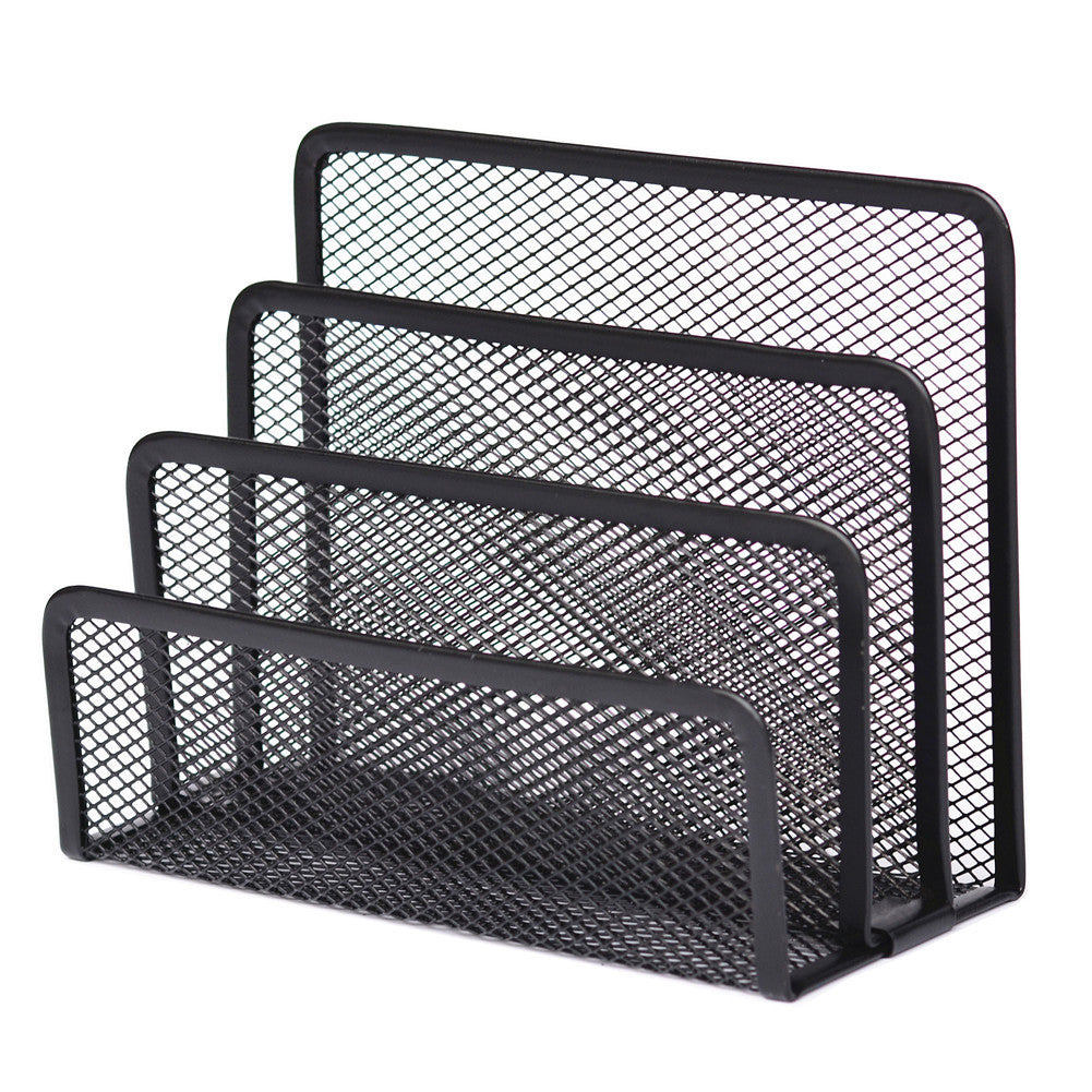 Metal Mesh Desk Organizer Book Shelf & File Holder 1-Piece Office and Home Table Storage Solution Supplies Caddy
