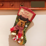 Christmas Stocking Socks Snowman, Santa, Elk Design Xmas Fireplace & Tree Ornaments New Year Candy Bag Gift Holiday Decor