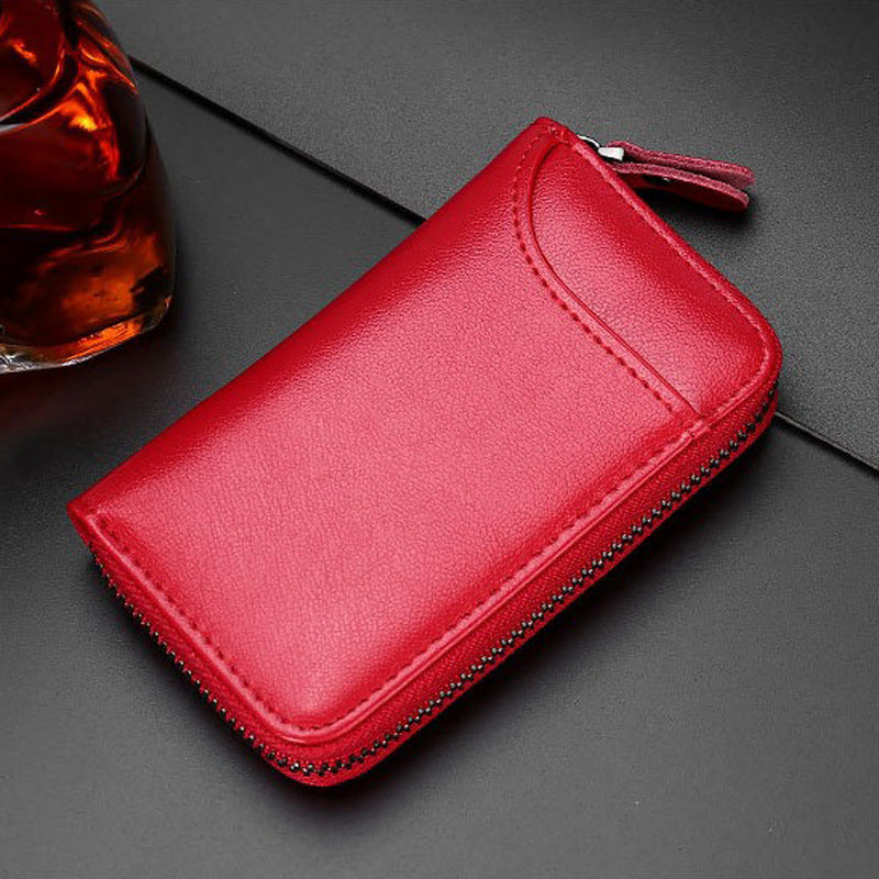 Multifunctional Leather Car Key Case | Zipper Security Key Fob and Card Holder