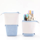 Multifunctional Corduroy Retractable Pencil Case Creative Stand-Up Pen Holder Zipper Pouch Organizer Cute Stationery Supply for Students