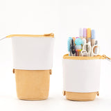 Multifunctional Corduroy Retractable Pencil Case Creative Stand-Up Pen Holder Zipper Pouch Organizer Cute Stationery Supply for Students