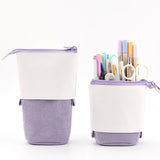 Multifunctional Corduroy Retractable Pencil Case Creative Stand-Up Pen Holder Zipper Pouch Organizer Cute Stationery Supply for Students