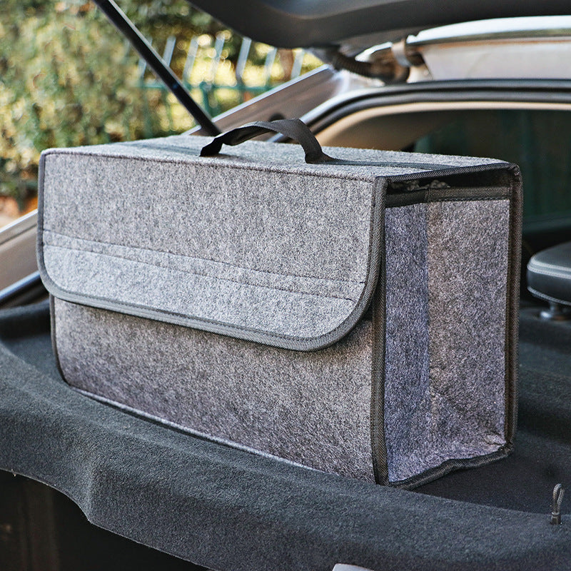 Foldable Felt Car Trunk Storage Box | Durable & Collapsible Organizer Bag