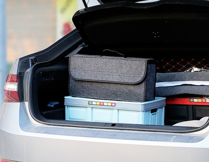 Foldable Felt Car Trunk Storage Box | Durable & Collapsible Organizer Bag