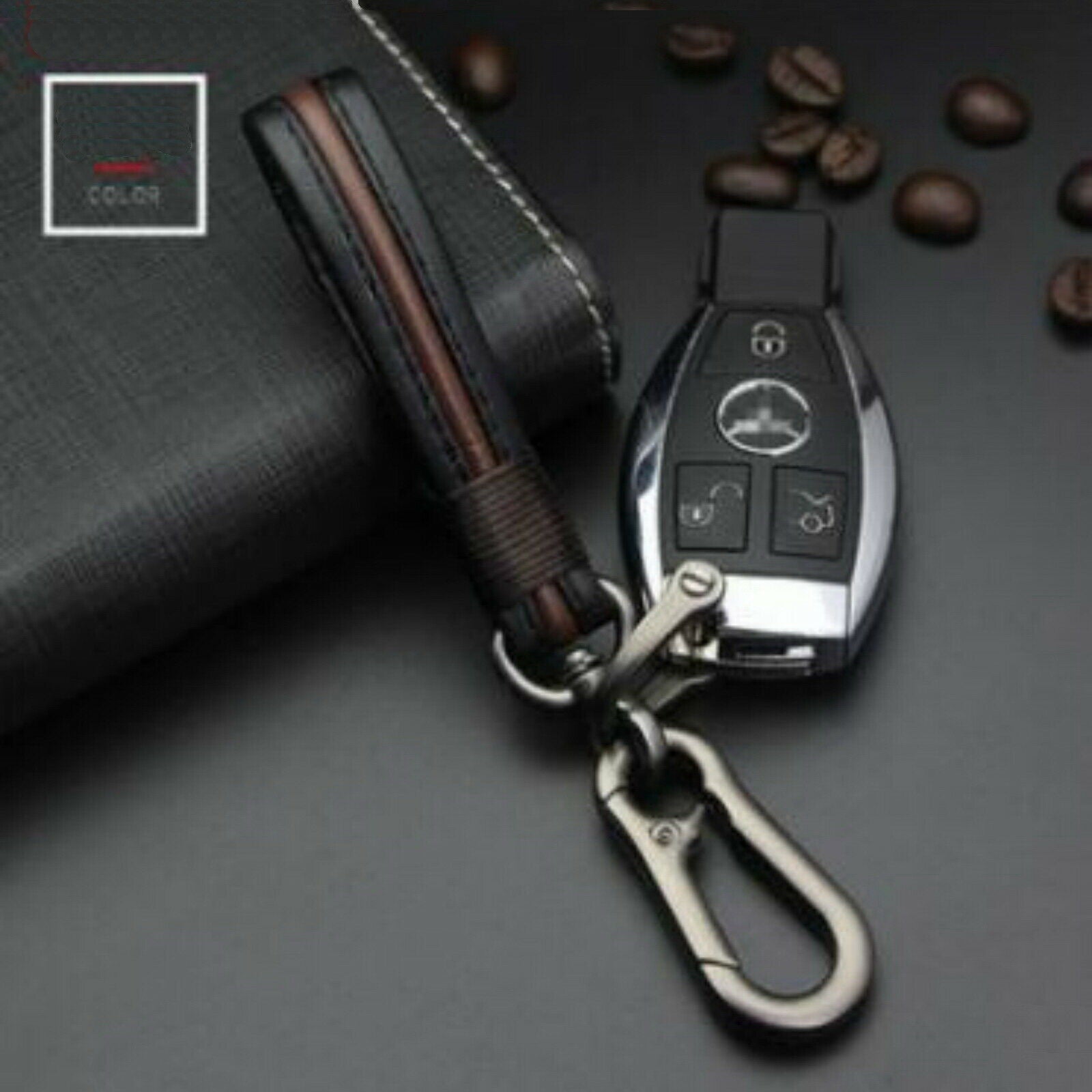 Premium Genuine Leather Woven Key Pendant | Sheepskin Artisan Car Accessory
