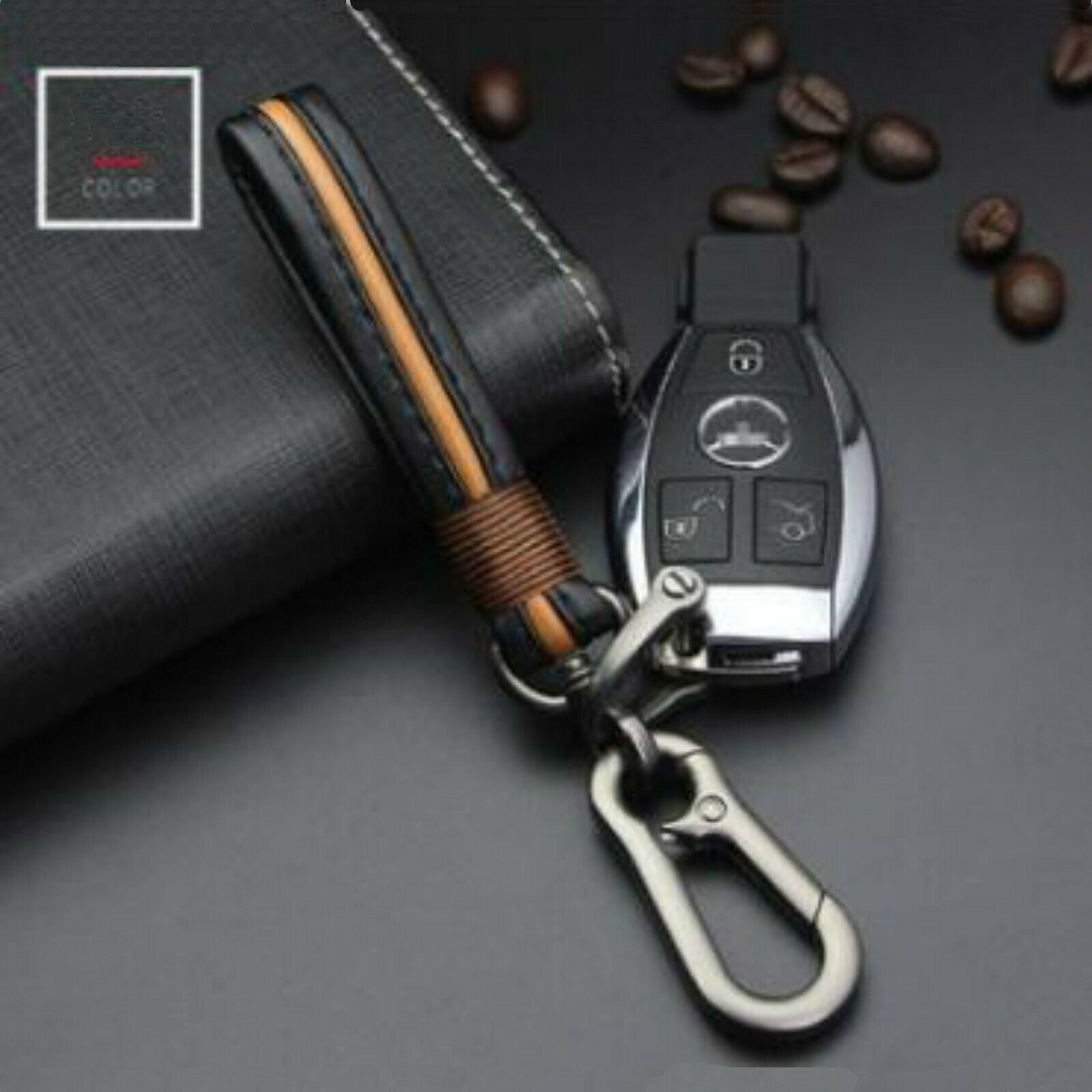 Premium Genuine Leather Woven Key Pendant | Sheepskin Artisan Car Accessory