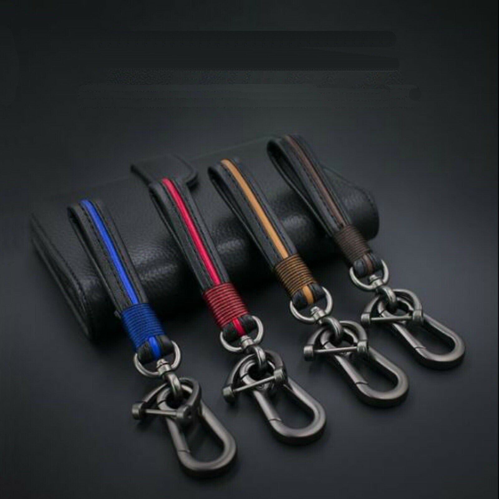 Premium Genuine Leather Woven Key Pendant | Sheepskin Artisan Car Accessory