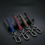 Premium Genuine Leather Woven Key Pendant | Sheepskin Artisan Car Accessory