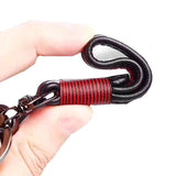 Premium Genuine Leather Woven Key Pendant | Sheepskin Artisan Car Accessory