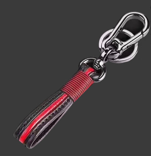 Premium Genuine Leather Woven Key Pendant | Sheepskin Artisan Car Accessory