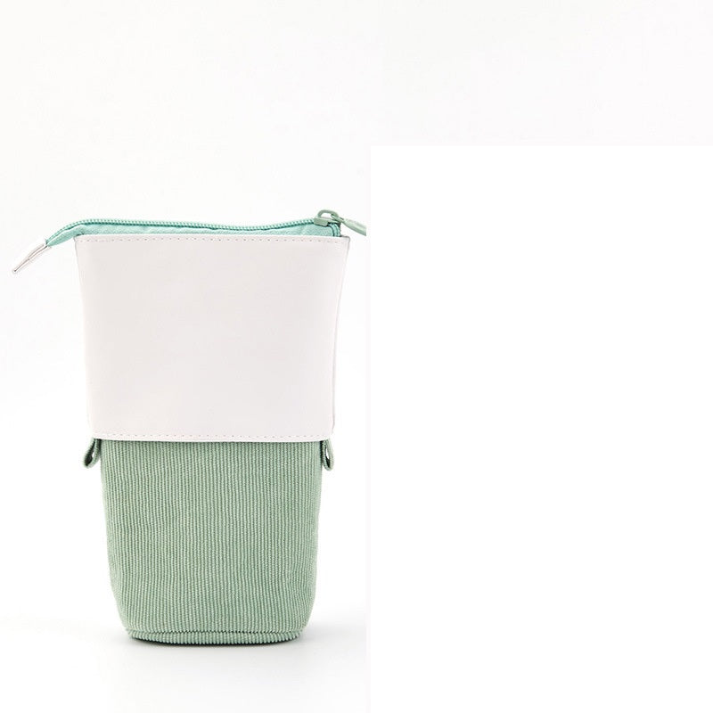 Multifunctional Corduroy Retractable Pencil Case Creative Stand-Up Pen Holder Zipper Pouch Organizer Cute Stationery Supply for Students