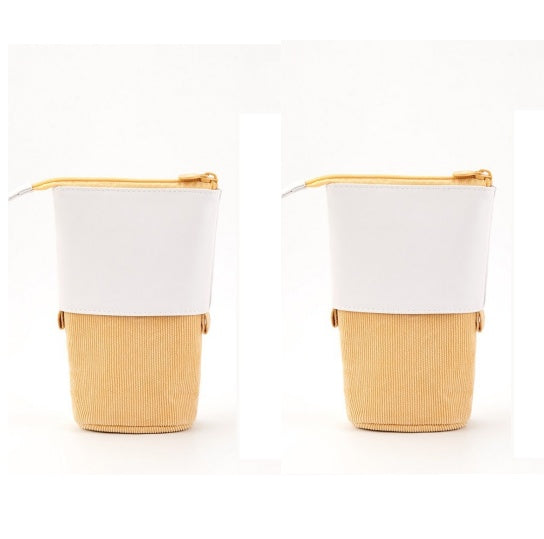 Multifunctional Corduroy Retractable Pencil Case Creative Stand-Up Pen Holder Zipper Pouch Organizer Cute Stationery Supply for Students