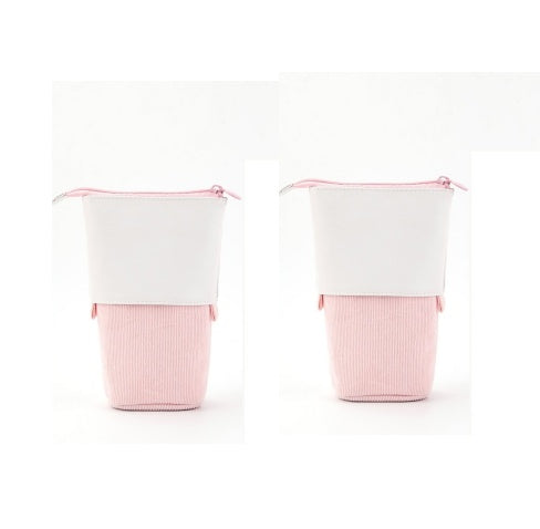 Multifunctional Corduroy Retractable Pencil Case Creative Stand-Up Pen Holder Zipper Pouch Organizer Cute Stationery Supply for Students