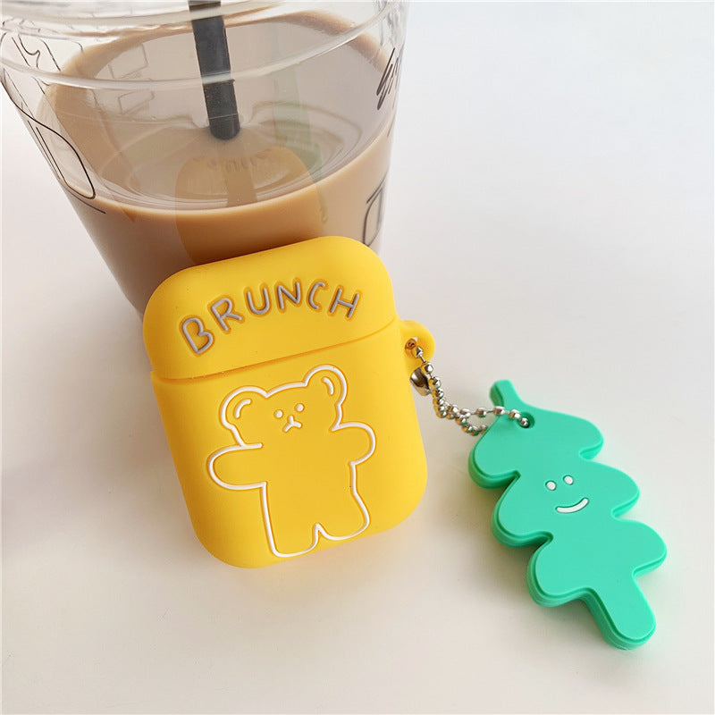 Silicone Airpods Case Shockproof Protective Cover for Apple Headset Anti-Lost Keychain Accessory Compatible with Airpods 1/2/3/Pro