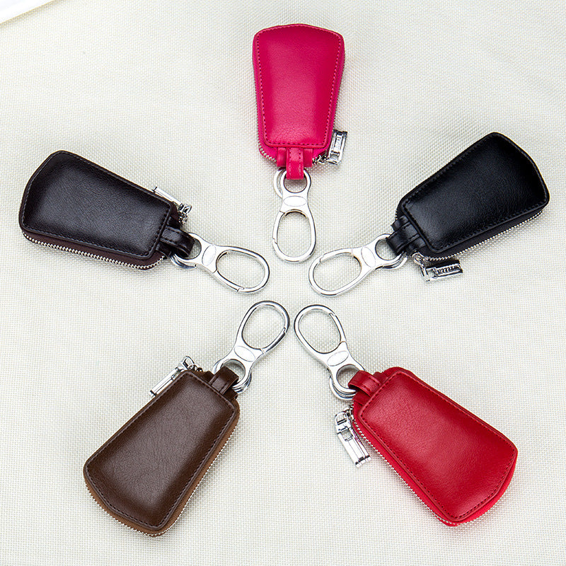 Genuine Leather Car Key Case with Zipper | Secure Waistband Key Fob Pouch