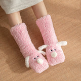 Winter Warm Cartoon Dog Socks for Women Non-slip Floor Slipper Socks Cute Plush Cozy Home Wear