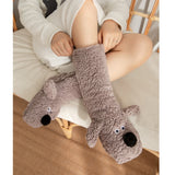 Winter Warm Cartoon Dog Socks for Women Non-slip Floor Slipper Socks Cute Plush Cozy Home Wear