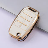 Luxury Car Key Case with Golden Edge | Gold Trim Key Fob Protective Cover