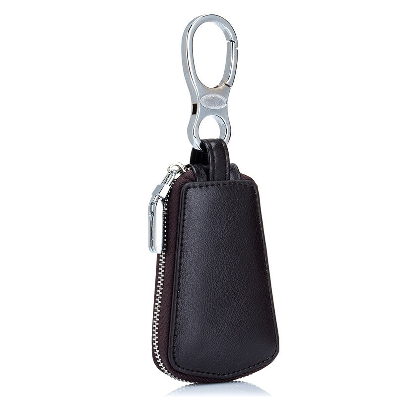 Genuine Leather Car Key Case with Zipper | Secure Waistband Key Fob Pouch