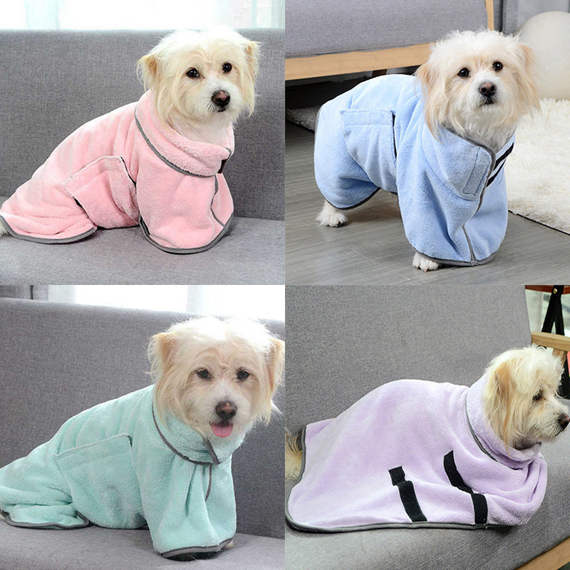 Quick-Drying Pet Towel & Dog Bathrobe $\vert$ Ultra-Absorbent Microfiber Drying Coat for Dogs & Cats