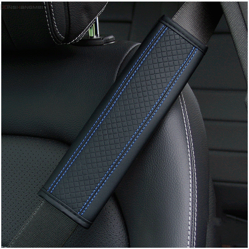 Luxury Fiber Leather Embossed Car Seat Belt Shoulder Pad | Comfort & Style