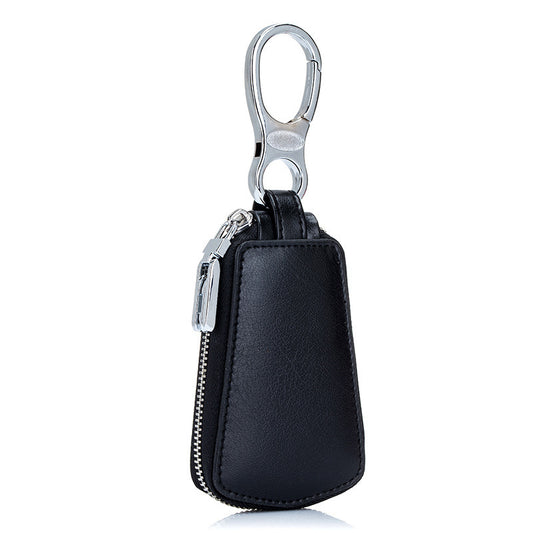 Genuine Leather Car Key Case with Zipper | Secure Waistband Key Fob Pouch