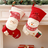 Large Red White Knitted Christmas Stocking Santa Claus Fireplace Decor Socks Xmas Gift Bags & Candy Holder Rustic Home Decor