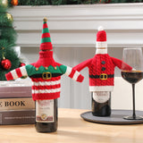 Knitted Christmas Wine Bottle Cover Holiday Decoration Sweater Xmas New Year Dinner Table Decor Santa & Elf Clothes