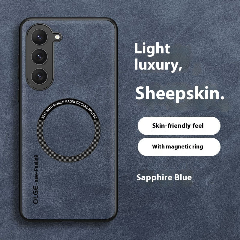 Luxury Sheepskin Leather Phone Case | Magnetic Car Mount & Wireless Charging Cover