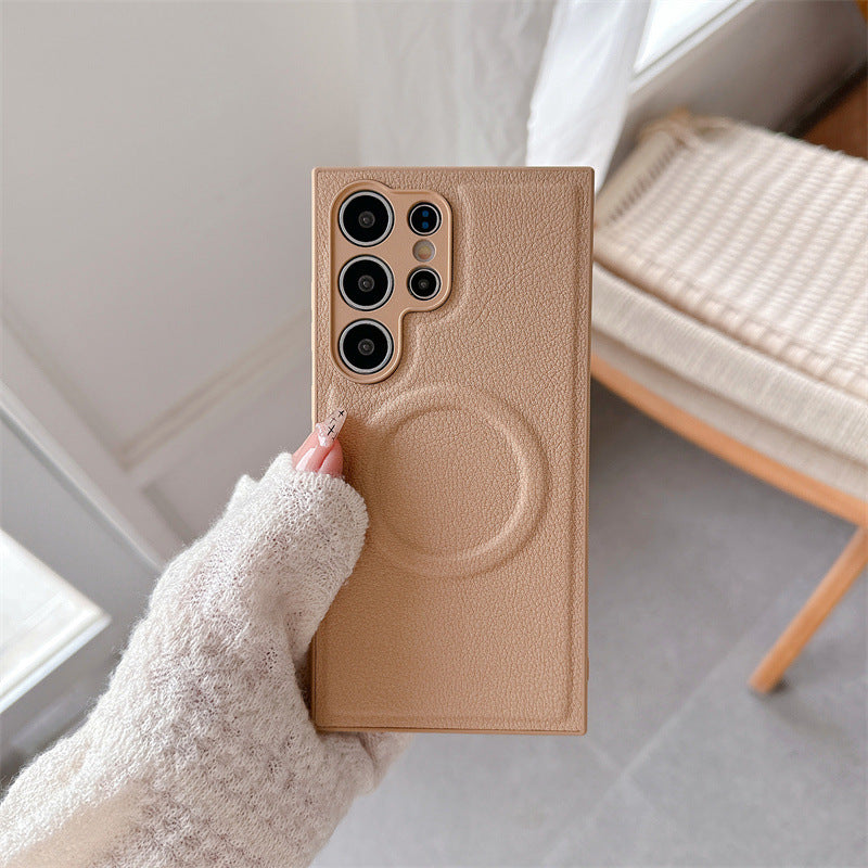 Drop-Resistant Leather Phone Case | Magnetic Attraction Protective Cover