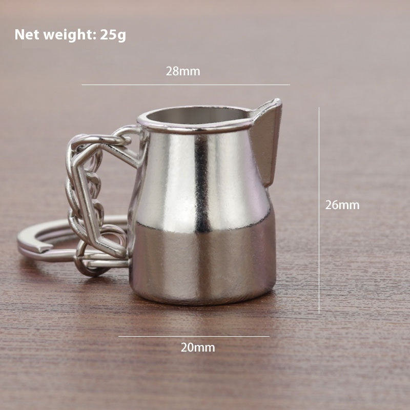 Metal 3D Coffee Keychain Durable Zinc Alloy Car Key Pendant Espresso Machine Replica Unique Coffee Lover Gift