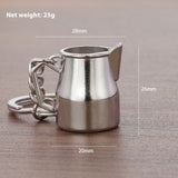 Metal 3D Coffee Keychain Durable Zinc Alloy Car Key Pendant Espresso Machine Replica Unique Coffee Lover Gift