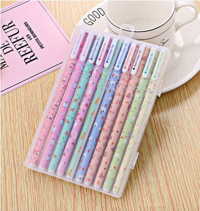 10 Pcs Colored Gel Pen Set Smooth Ink Pen for Writing & Drawing Promotional Gift Stationery School & Office Supplies