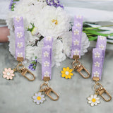 Cute Daisy Flower Webbing Alloy Car Keychain Key Ring for Women & Girls Trendy Car Accessories Stylish Key Pendant