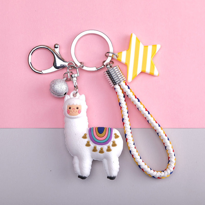 Cute Cartoon Alpaca Keychain | Adorable Llama Car Key Chain Accessory
