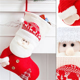 Large Red White Knitted Christmas Stocking Santa Claus Fireplace Decor Socks Xmas Gift Bags & Candy Holder Rustic Home Decor