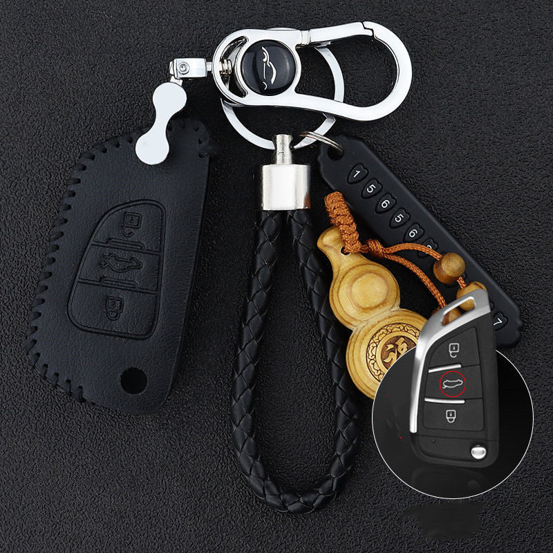 Customizable Genuine Leather Car Key Cover | DIY Modification Key Fob Case