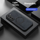 Luxury Sheepskin Leather Phone Case | Magnetic Car Mount & Wireless Charging Cover