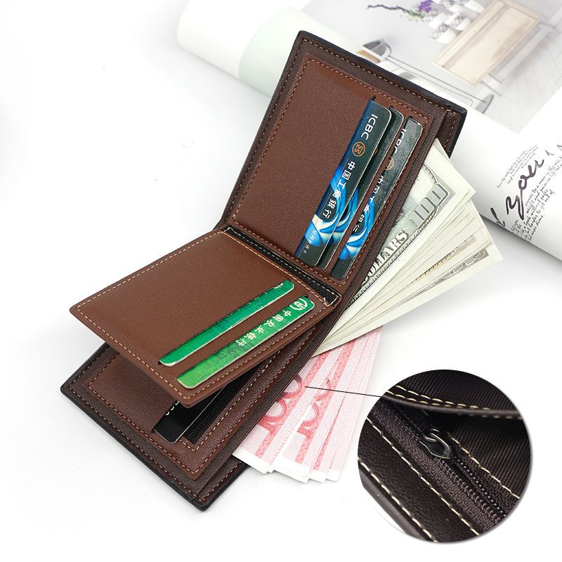 Men's Short Matte Leather Wallet Large Capacity Bifold Compact Money Clip & Card Holder Slim RFID Blocking