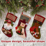 Christmas Stocking Socks Snowman, Santa, Elk Design Xmas Fireplace & Tree Ornaments New Year Candy Bag Gift Holiday Decor
