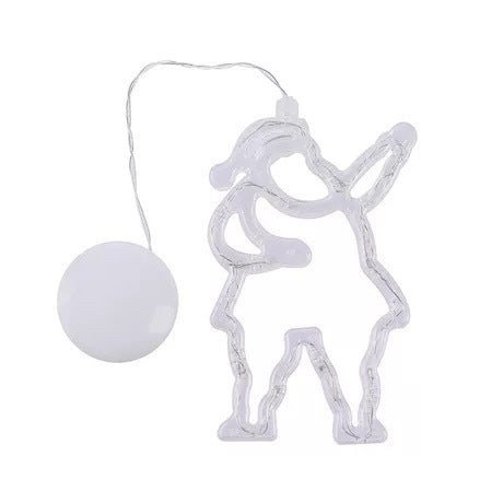 Christmas LED Suction Cup Lights Battery Powered Santa Claus, Elk, Snowman Chandelier Holiday Party Window Decor Lamps Indoor/Outdoor
