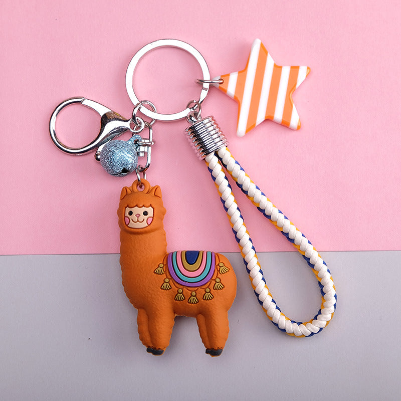 Cute Cartoon Alpaca Keychain | Adorable Llama Car Key Chain Accessory